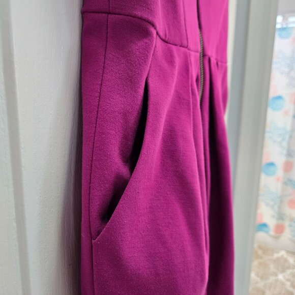 Cynthia Steffe Strapless Dress With Front Zipper Pleated Waist Size 2  Fuchsia - Picture 4 of 12